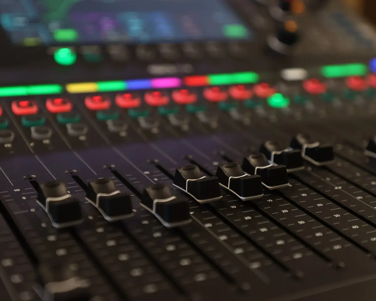The sound board in the sanctuary at Damascus Road Indy